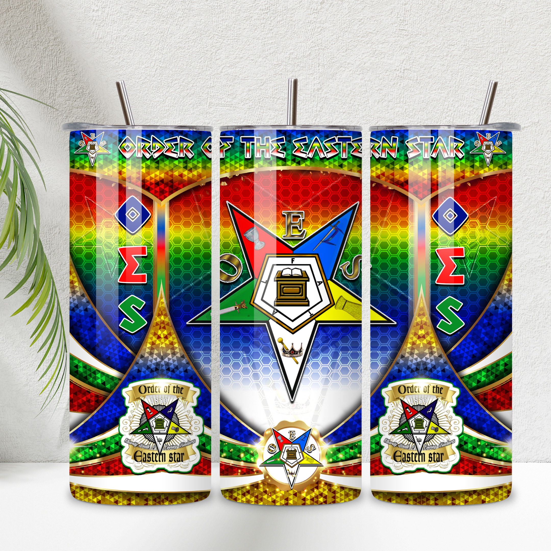 Order of Eastern Star 20 oz Skinny Tumbler • Stainless Steel • Drinkware Tumbler