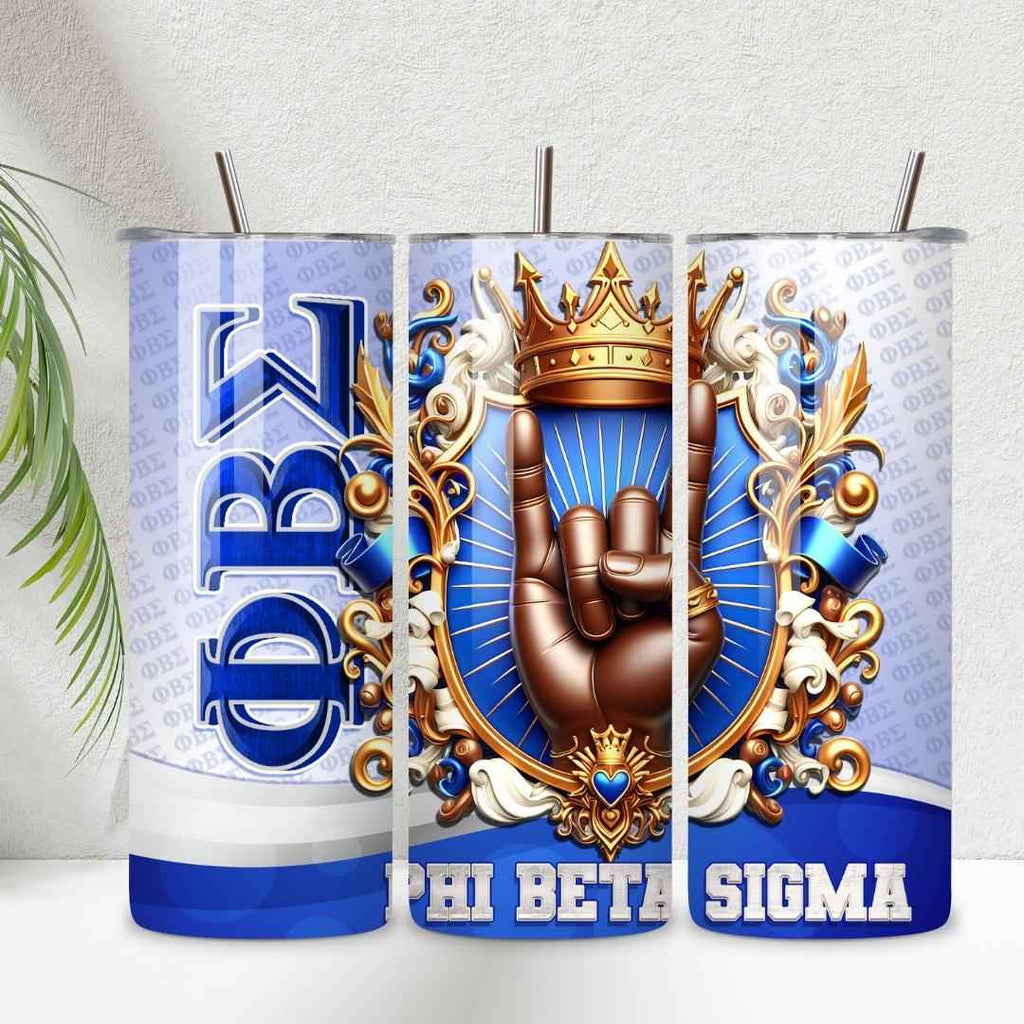 Phi Beta Sigma 20 oz Skinny Tumbler • Stainless Steel • Drinkware Tumbler