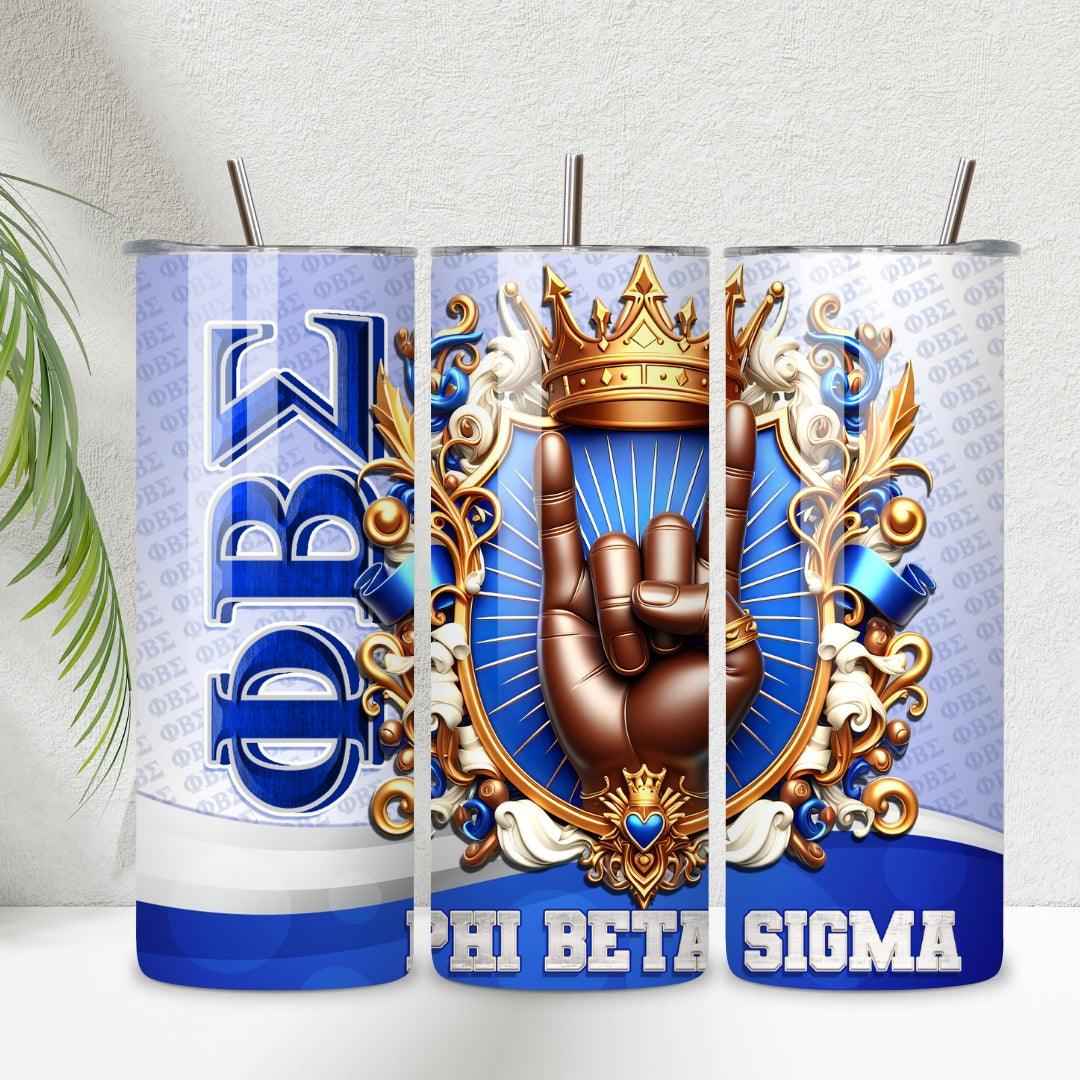 Phi Beta Sigma 20 oz Skinny Tumbler • Stainless Steel • Drinkware Tumbler
