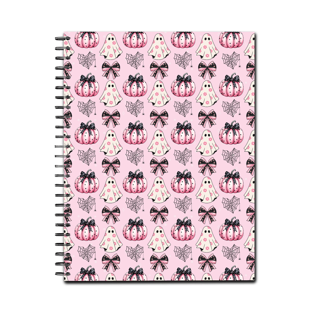 Pink Halloween Spiral Lined Notebook