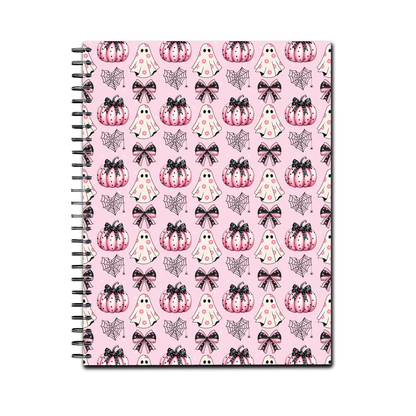 Pink Halloween Spiral Lined Notebook