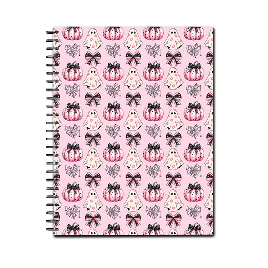 Pink Halloween Spiral Lined Notebook