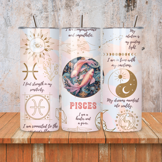 Pisces : Zodiac Essence Skinny Tumbler • 20oz Stainless Steel • Drinkware