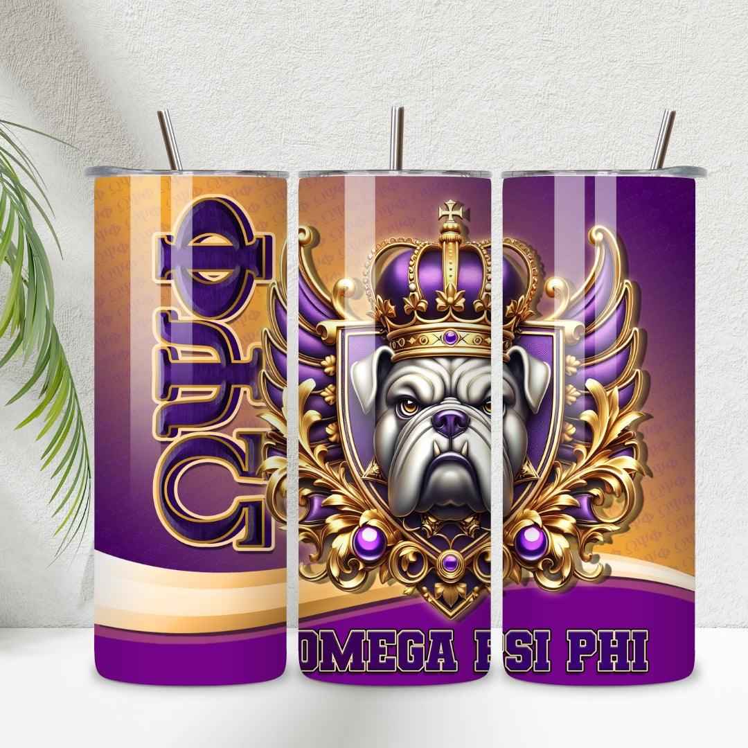 Omega Psi Phi 20 oz Skinny Tumbler • Stainless Steel • Drinkware Tumbler