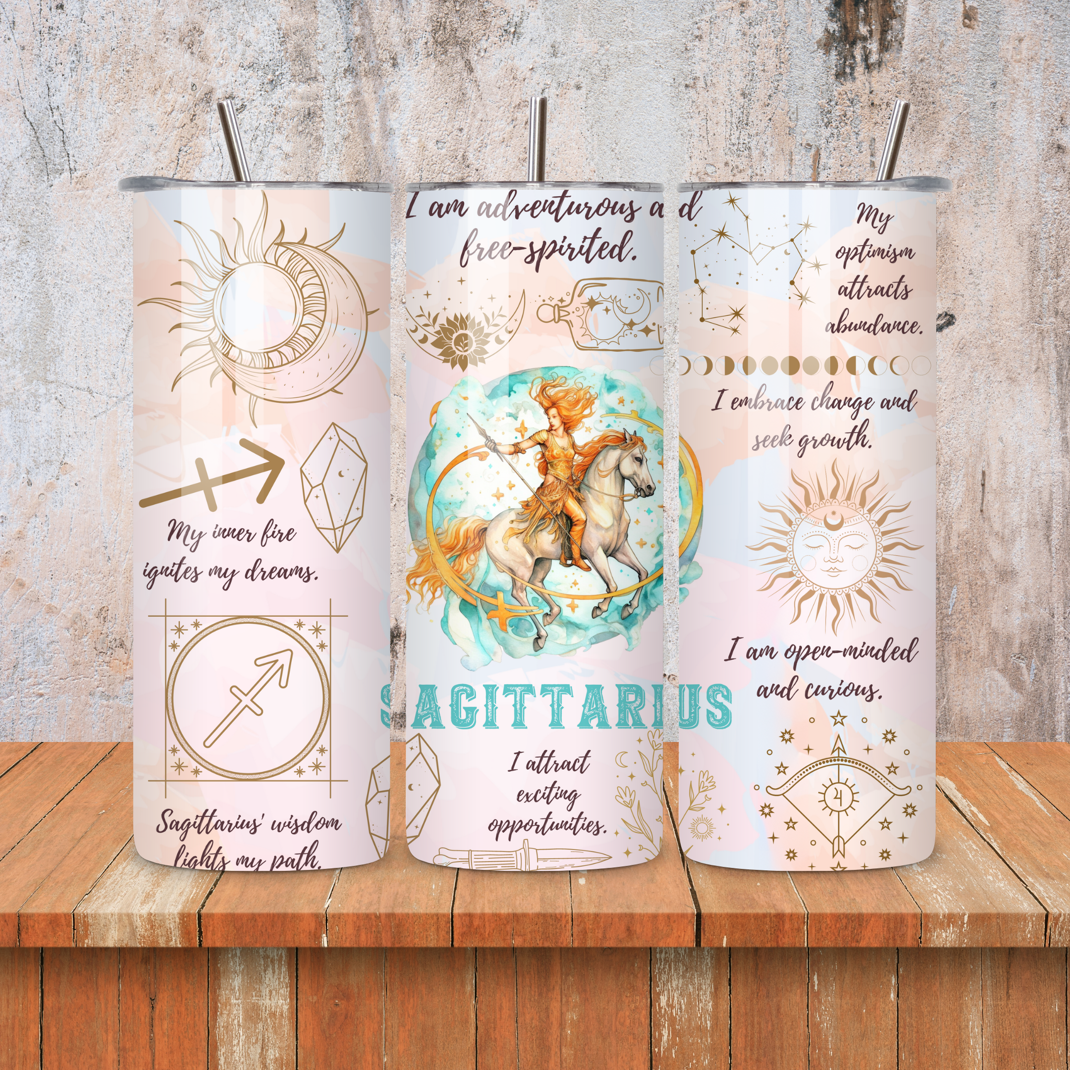 Sagittarius : Zodiac Essence Skinny Tumbler • 20oz Stainless Steel • Drinkware Tumbler