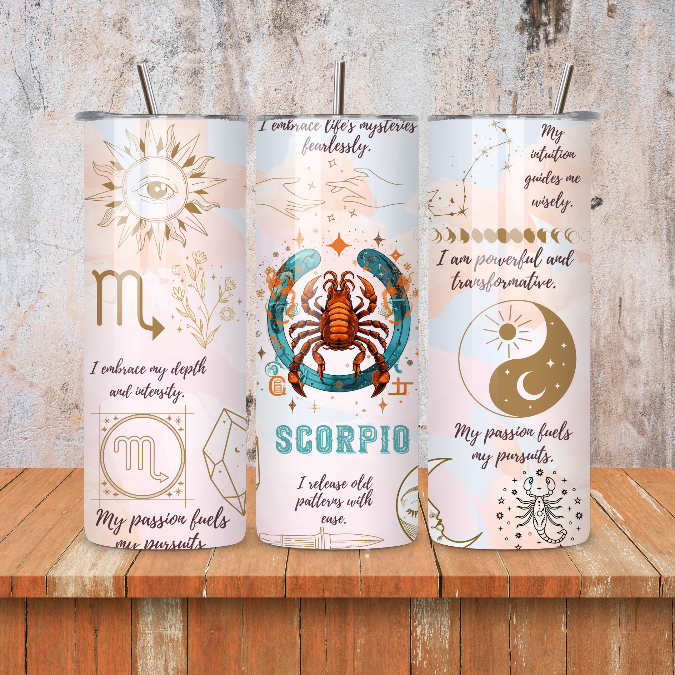Scorpio : Zodiac Essence Skinny Tumbler • 20oz Stainless Steel • Drinkware Tumbler