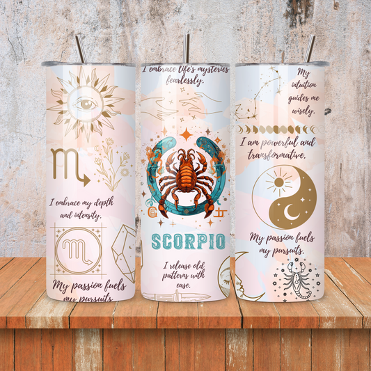 Scorpio : Zodiac Essence Skinny Tumbler • 20oz Stainless Steel • Drinkware