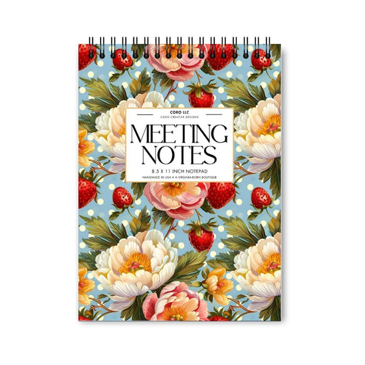 Strawberry Bush Meeting Notes Notepad • 8.5x11"