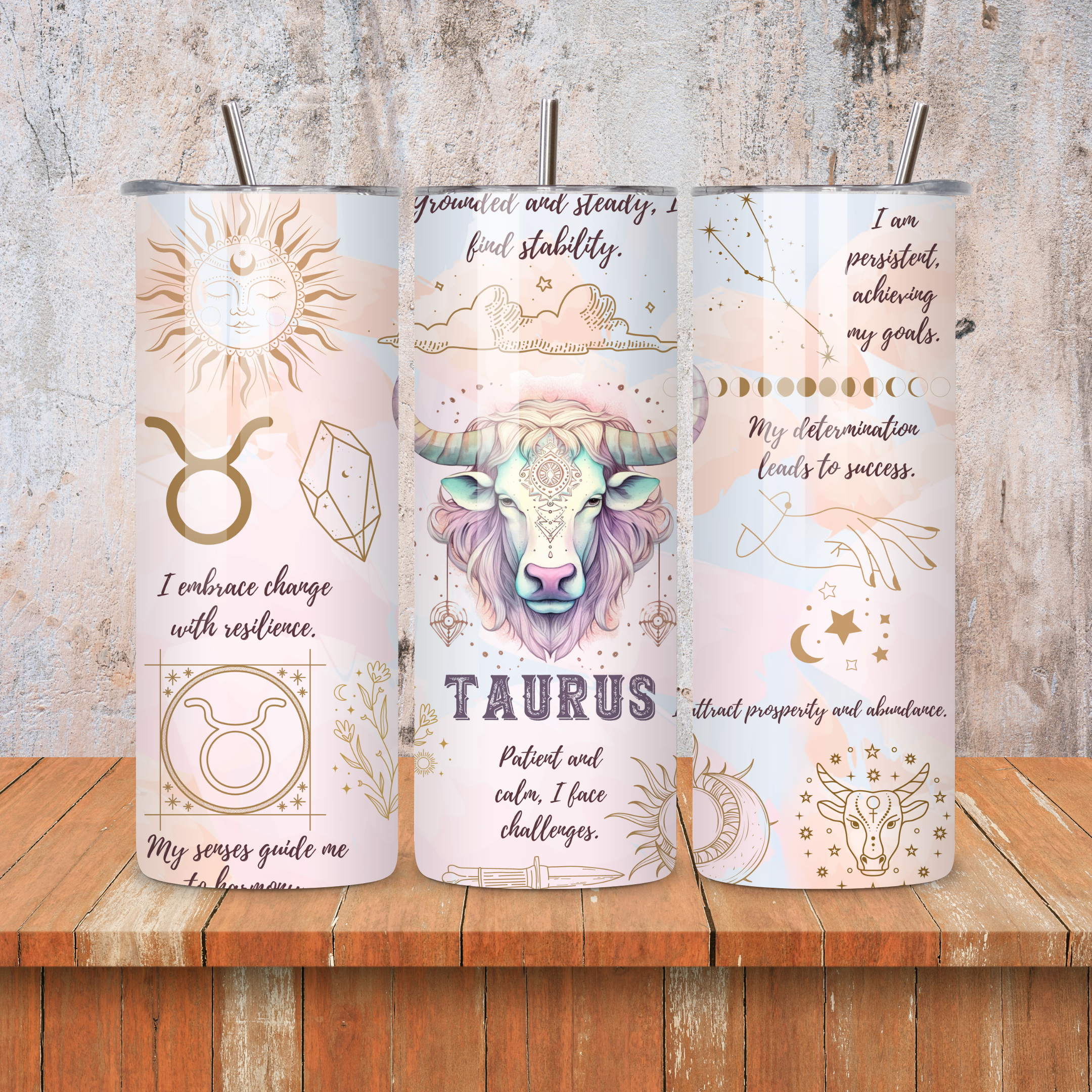 Taurus : Zodiac Essence Skinny Tumbler • 20oz Stainless Steel • Drinkware Tumbler