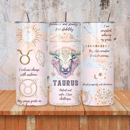 Taurus : Zodiac Essence Skinny Tumbler • 20oz Stainless Steel • Drinkware