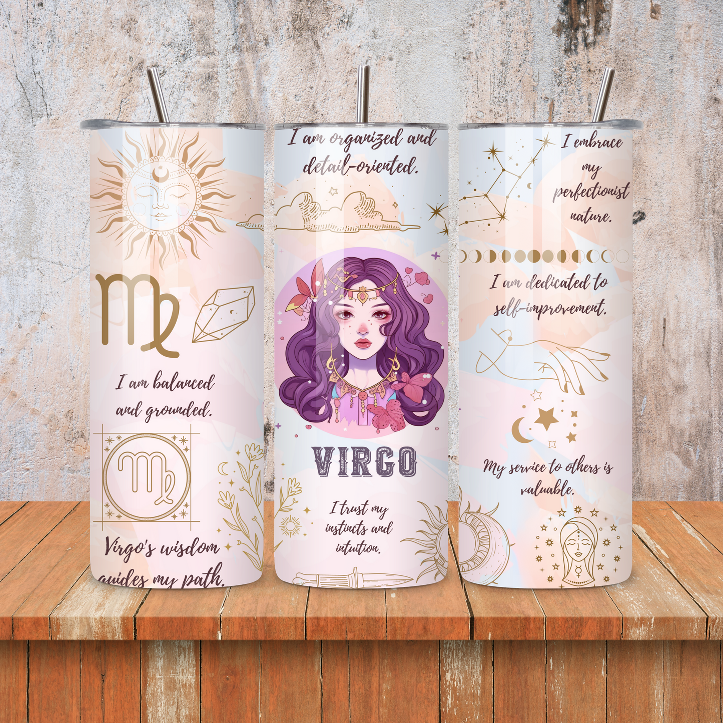 Virgo : Zodiac Essence Skinny Tumbler • 20oz Stainless Steel • Drinkware