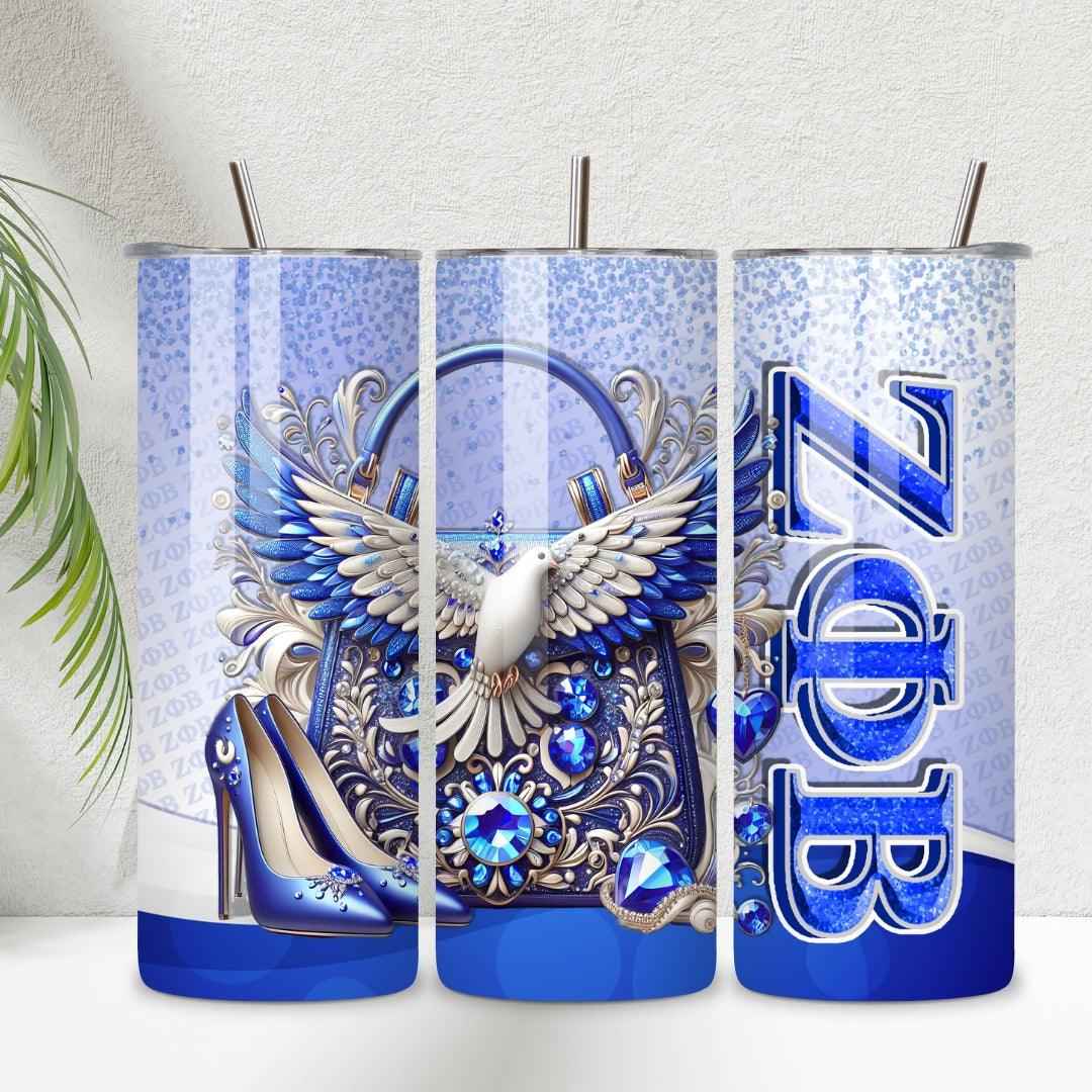 Zeta Phi Beta 20 oz Skinny Tumbler • Stainless Steel • Drinkware Tumbler